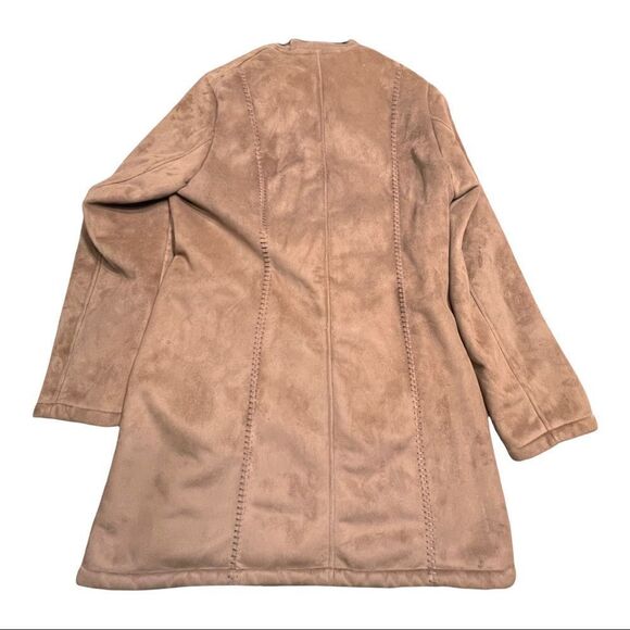 Woman’s Medium Faux Suede Leather Jacket Coat Brown - Picture 3 of 8